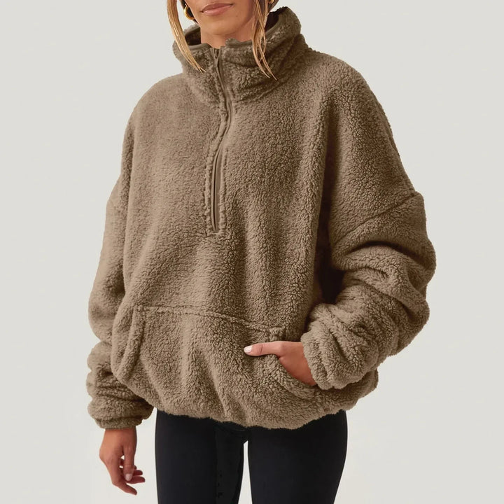 Mahaut | Women Half Zip Sherpa Apres Ski Sweater