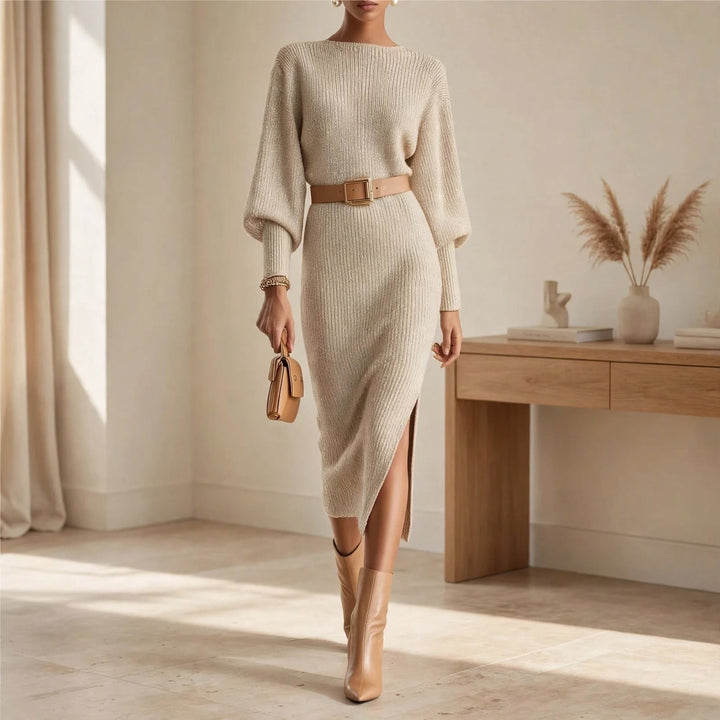 Linnette | Women Ribbed Midi Autumn Dress