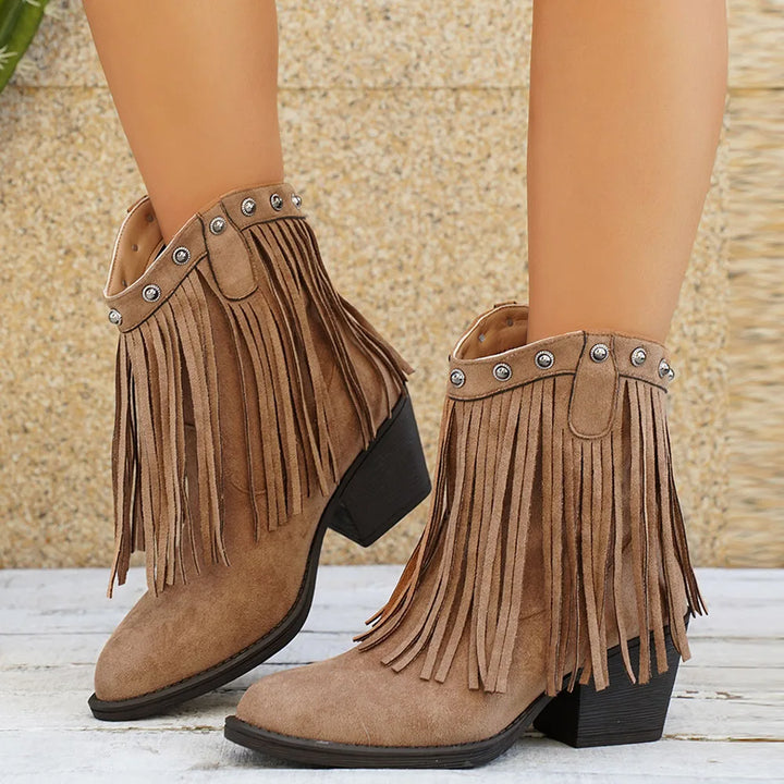 Wide Calf Western Fringe Boots