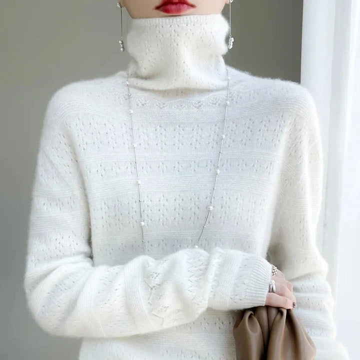 Keren | Women Pointelle Roll Neck Jumper