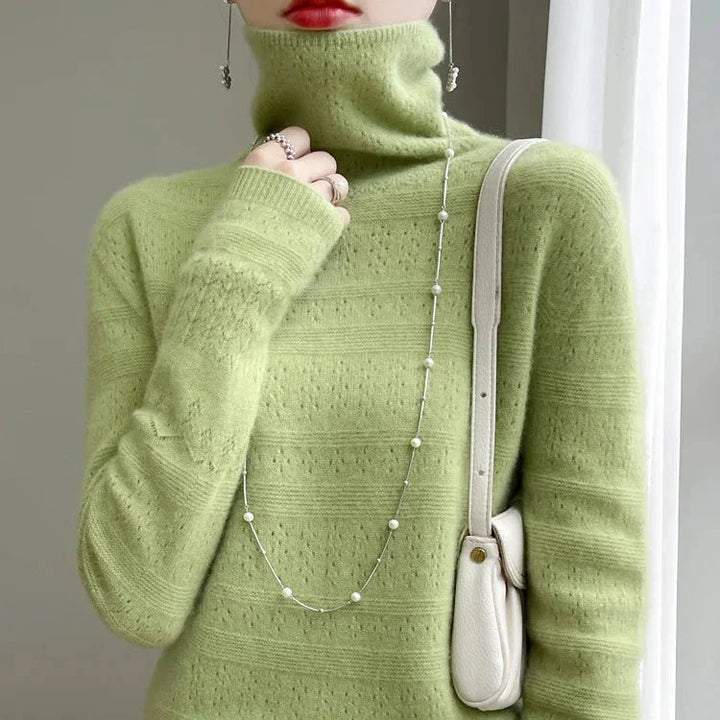 Keren | Women Pointelle Roll Neck Jumper