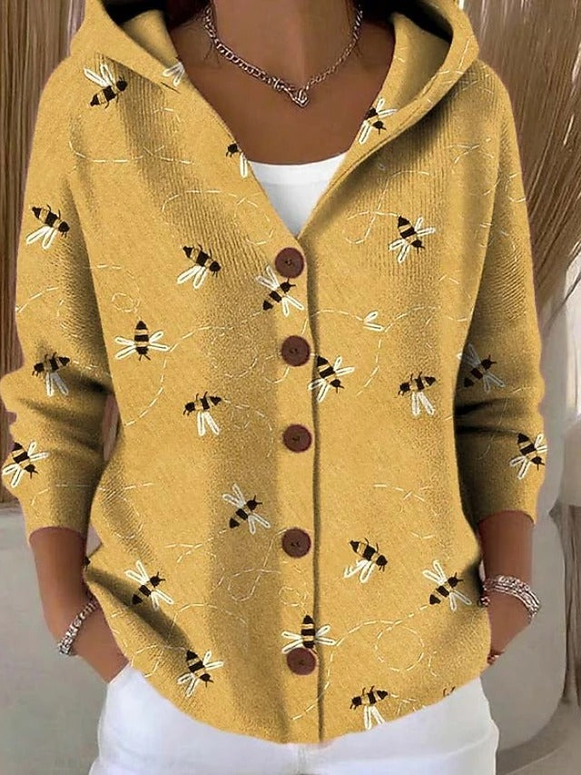 Halcyon | Women Hooded Geometric Long Cardigan