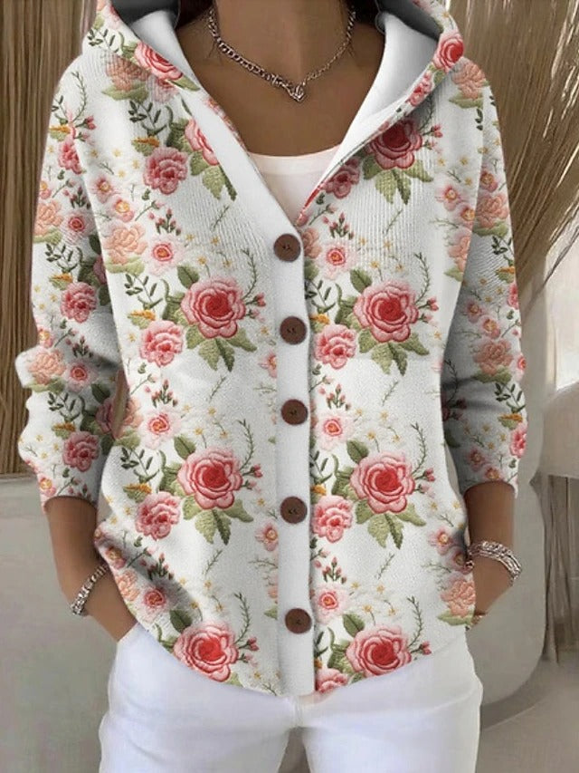 Halcyon | Women Hooded Geometric Long Cardigan
