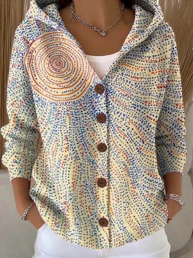 Halcyon | Women Hooded Geometric Long Cardigan