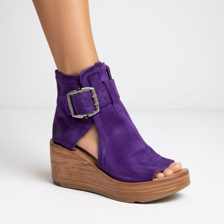Genovefa | Women Open Toe Buckle Wedge Boots
