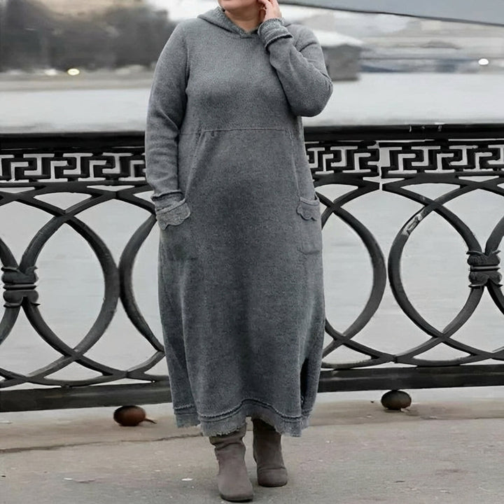 Gundrada | Women Hooded Pocket Knitted Jumper Dress