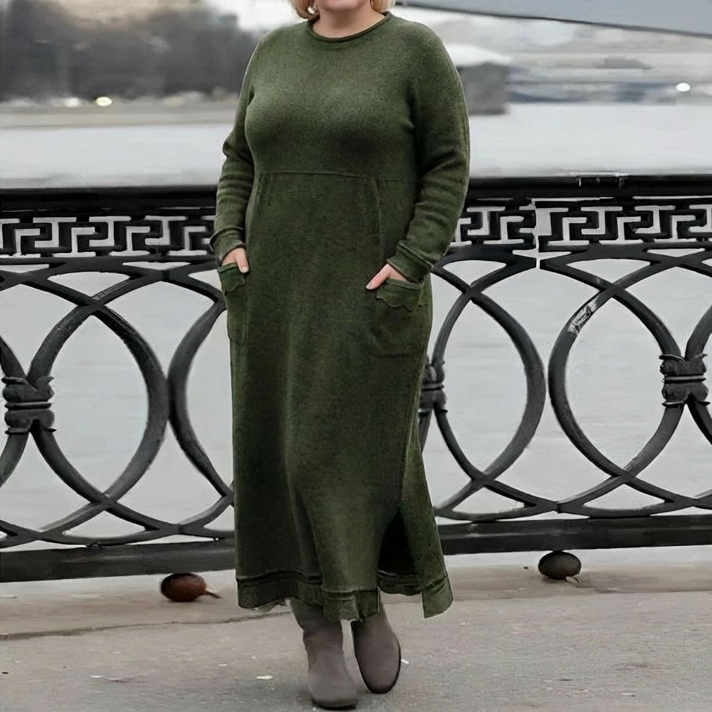 Gundrada | Women Hooded Pocket Knitted Jumper Dress
