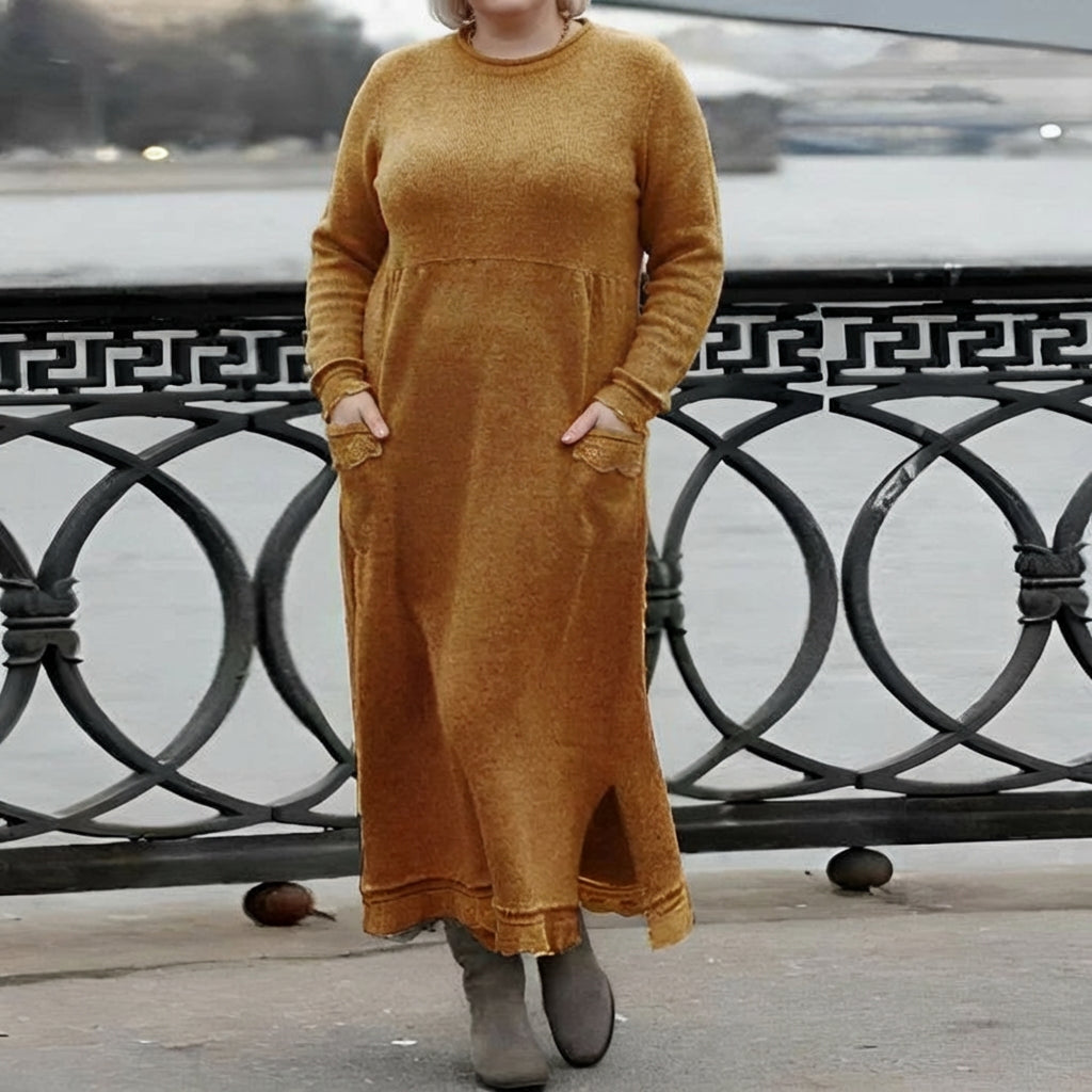 Gundrada | Women Hooded Pocket Knitted Jumper Dress