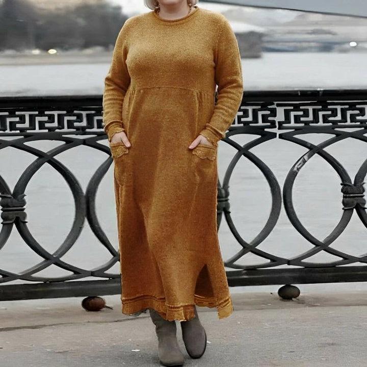 Gundrada | Women Hooded Pocket Knitted Jumper Dress