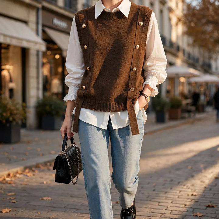 Udela | Women Button Side Knitted Vest