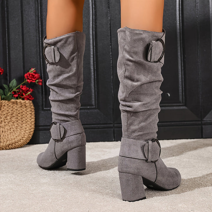 Etain | Women Slouch Buckle Steel Toe Boots