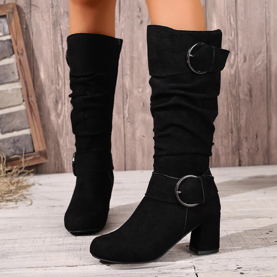 Etain | Women Slouch Buckle Steel Toe Boots