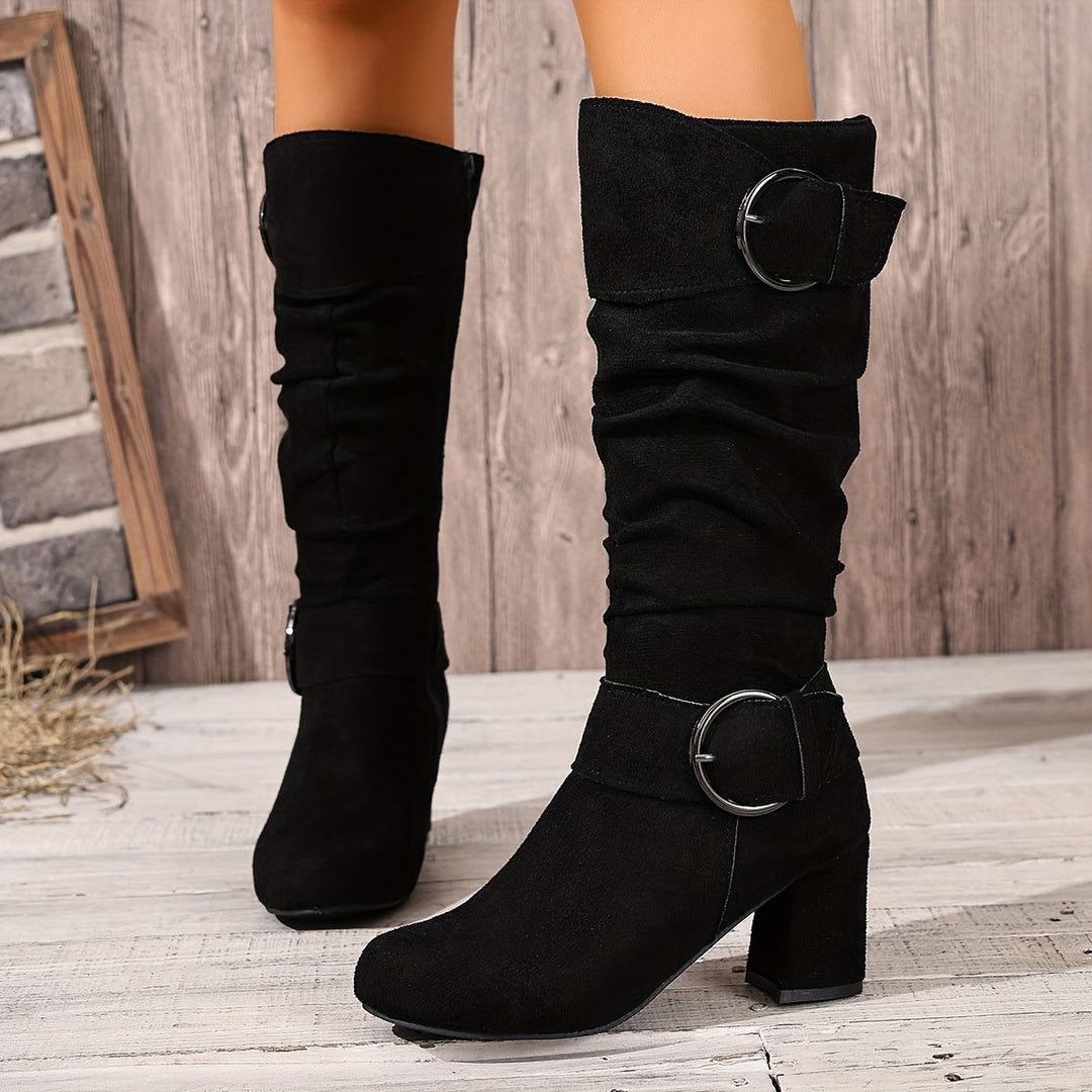 Etain | Women Slouch Buckle Steel Toe Boots