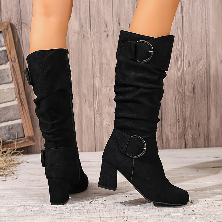 Etain | Women Slouch Buckle Steel Toe Boots