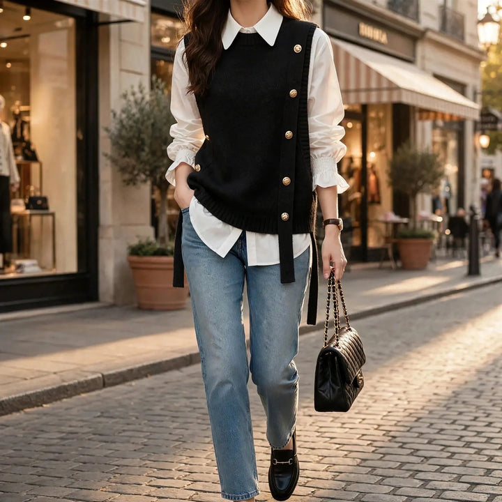 Udela | Women Button Side Knitted Vest