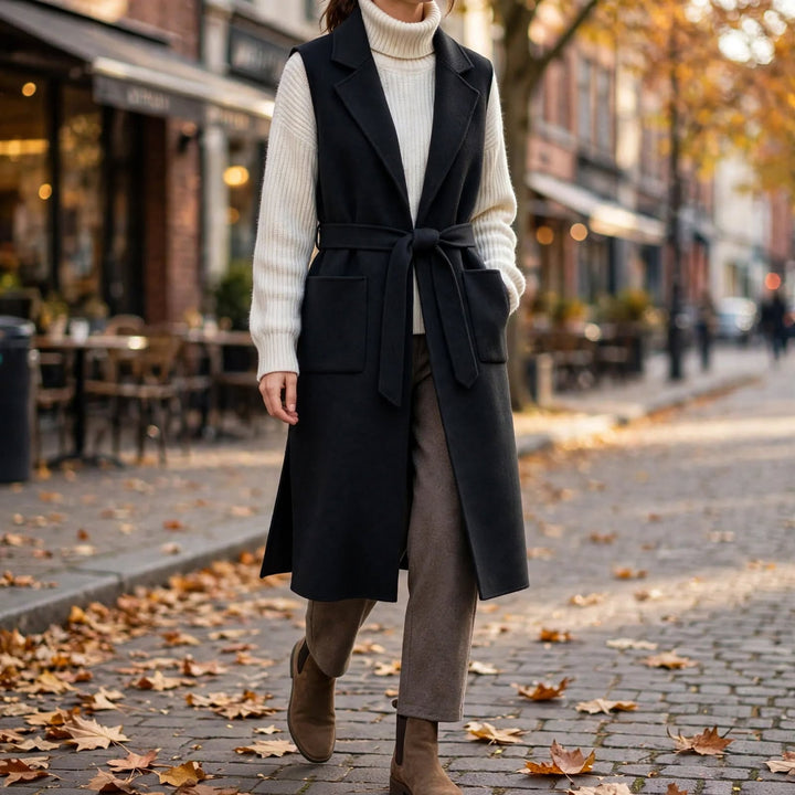 Vanora | Women Belted Longline Knitted Vest