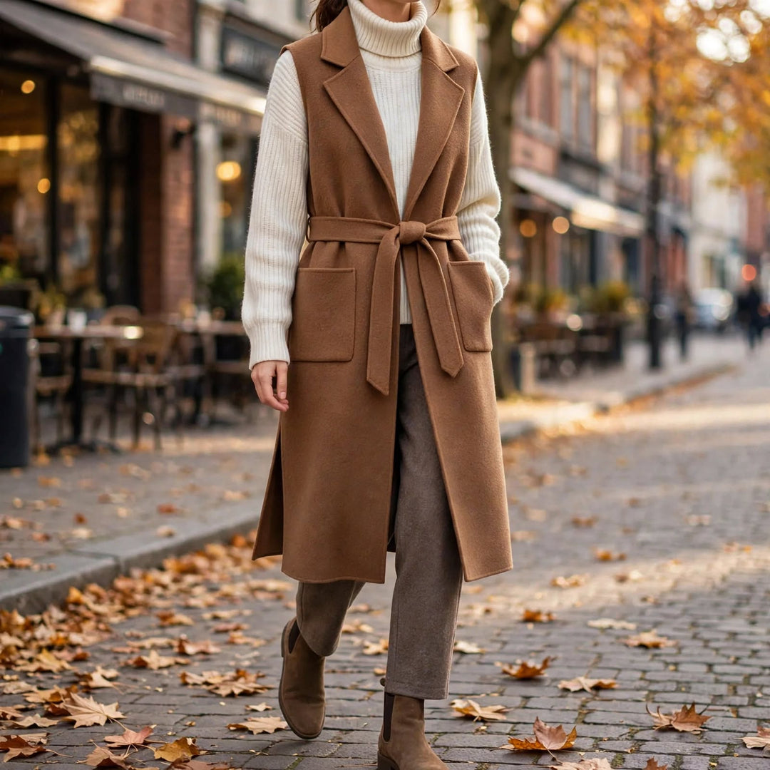 Vanora | Women Belted Longline Knitted Vest