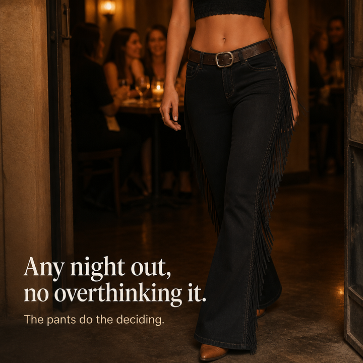 Jerrie | Women Fringe Flared Jeans