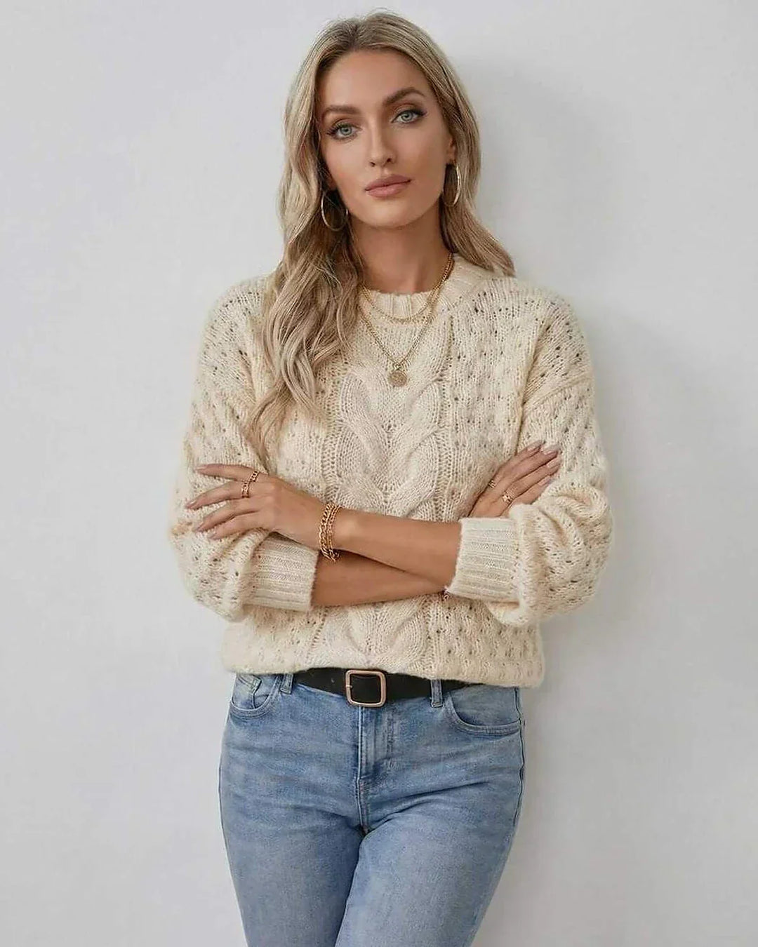 Rhianwen | Women Cable Knit Cardigan Sweater