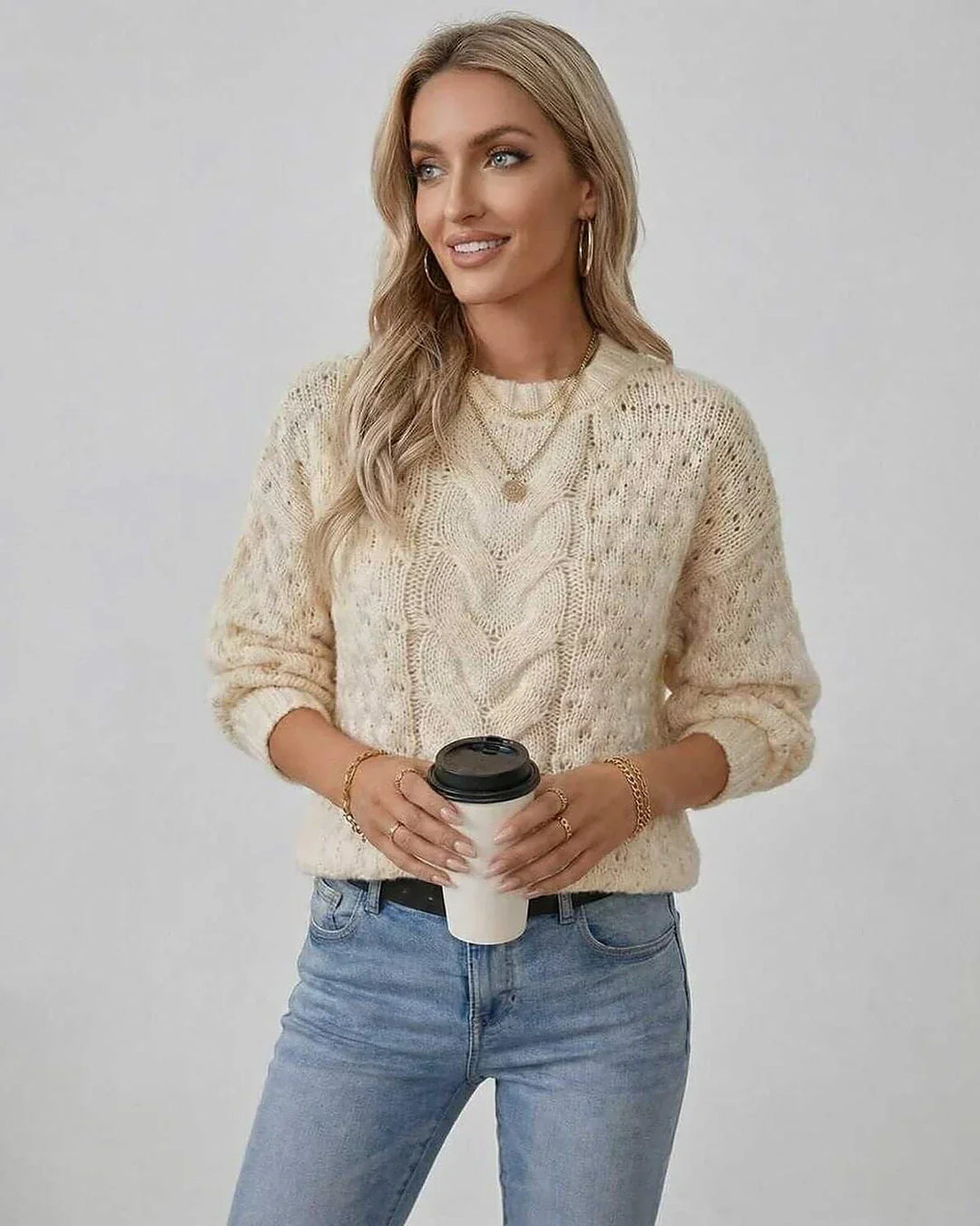 Rhianwen | Women Cable Knit Cardigan Sweater