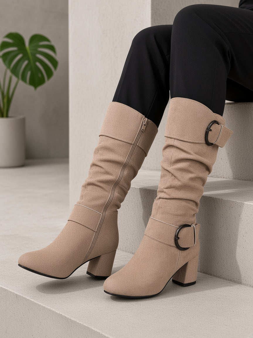 Etain | Women Slouch Buckle Steel Toe Boots