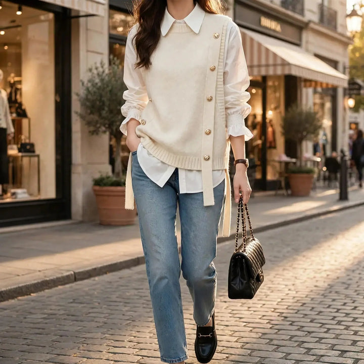 Udela | Women Button Side Knitted Vest