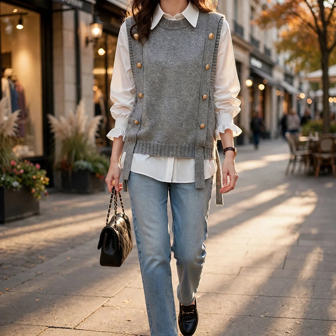 Udela | Women Button Side Knitted Vest