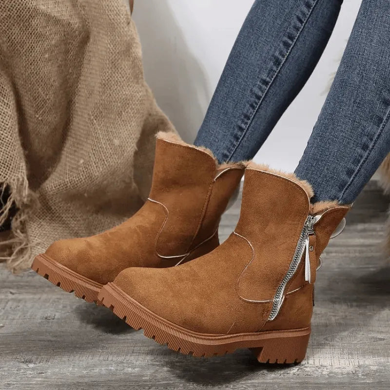 Ela | Women Fur Cuff Platform Boots