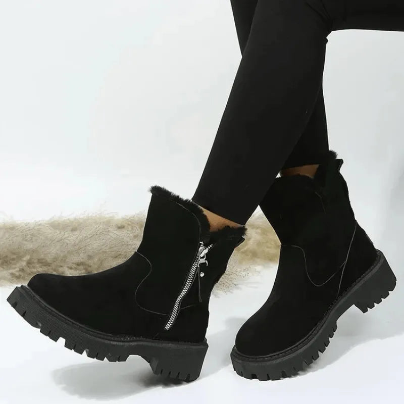 Ela | Women Fur Cuff Platform Boots