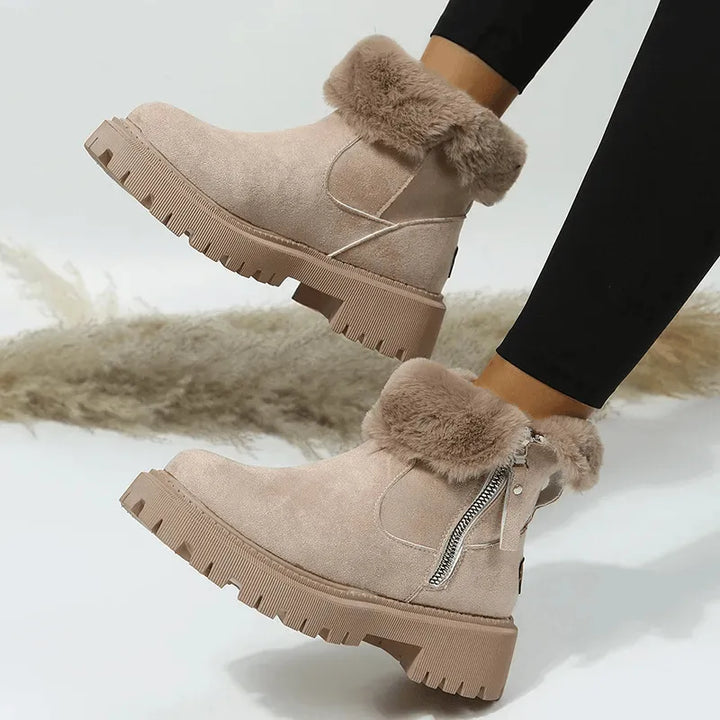 Ela | Women Fur Cuff Platform Boots