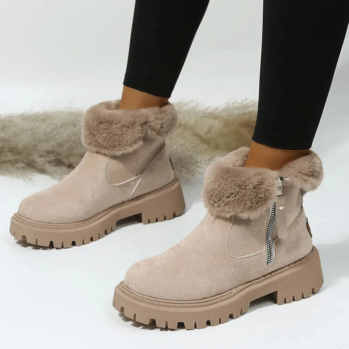 Ela | Women Fur Cuff Platform Boots