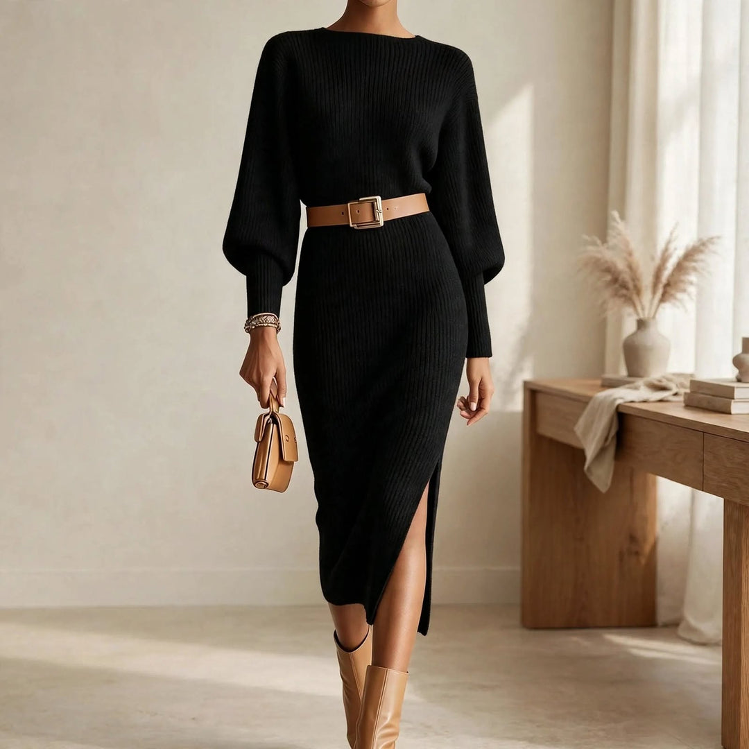 Linnette | Women Ribbed Midi Autumn Dress