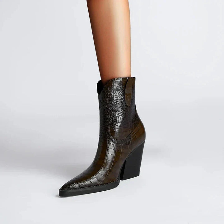 Rohesia | Women Pointed Western Wedge Boots