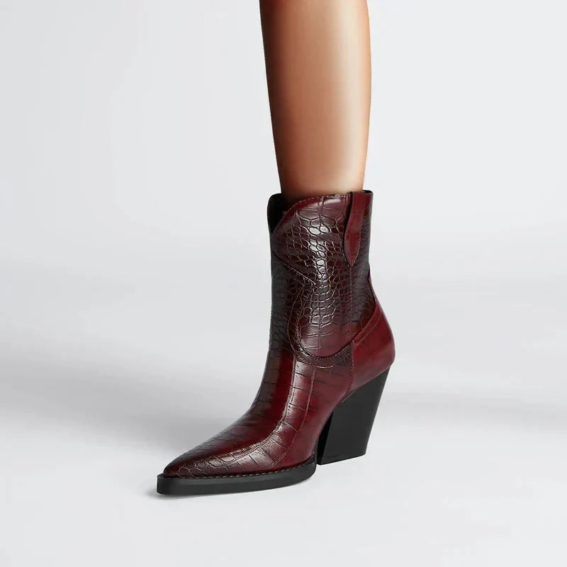 Rohesia | Women Pointed Western Wedge Boots