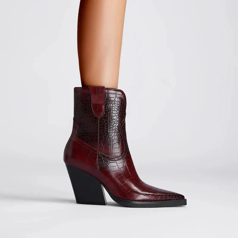 Rohesia | Women Pointed Western Wedge Boots