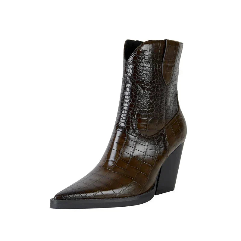 Rohesia | Women Pointed Western Wedge Boots