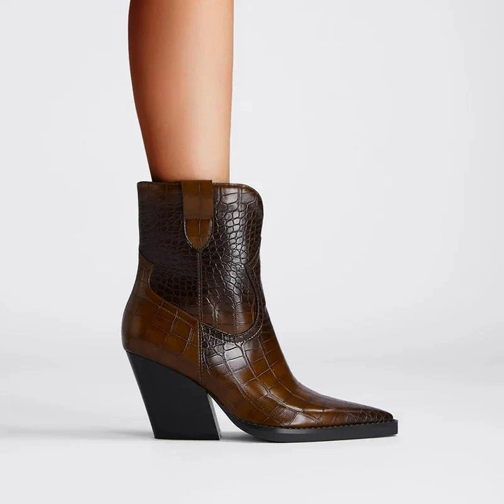 Rohesia | Women Pointed Western Wedge Boots