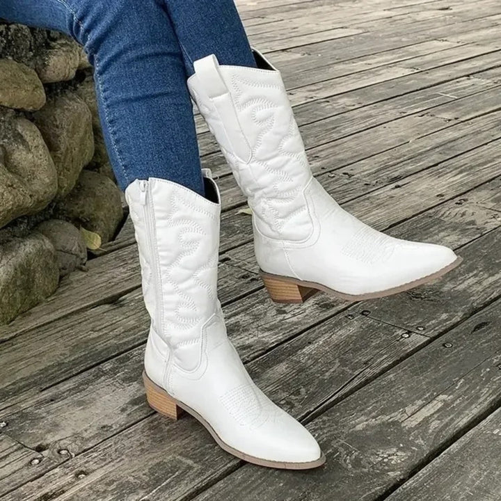 Hodierna | Women Stitched Western Sparkly Boots