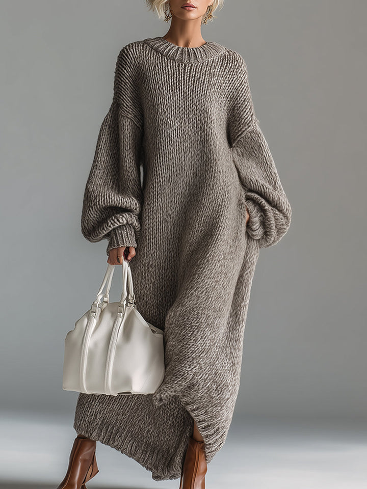 Helisent | Women Chunky Crew Knitted Jumper Dress