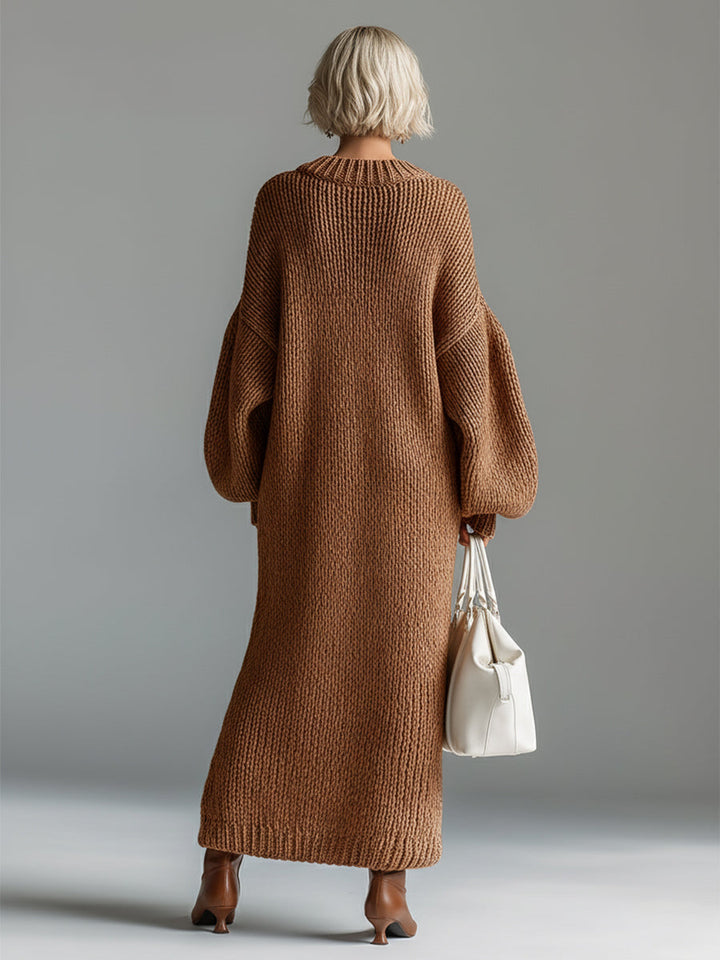 Helisent | Women Chunky Crew Knitted Jumper Dress