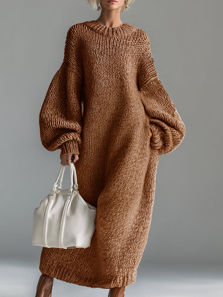 Helisent | Women Chunky Crew Knitted Jumper Dress