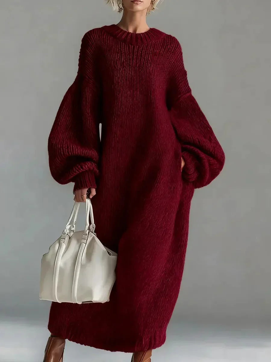 Helisent | Women Chunky Crew Knitted Jumper Dress