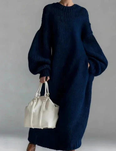 Helisent | Women Chunky Crew Knitted Jumper Dress
