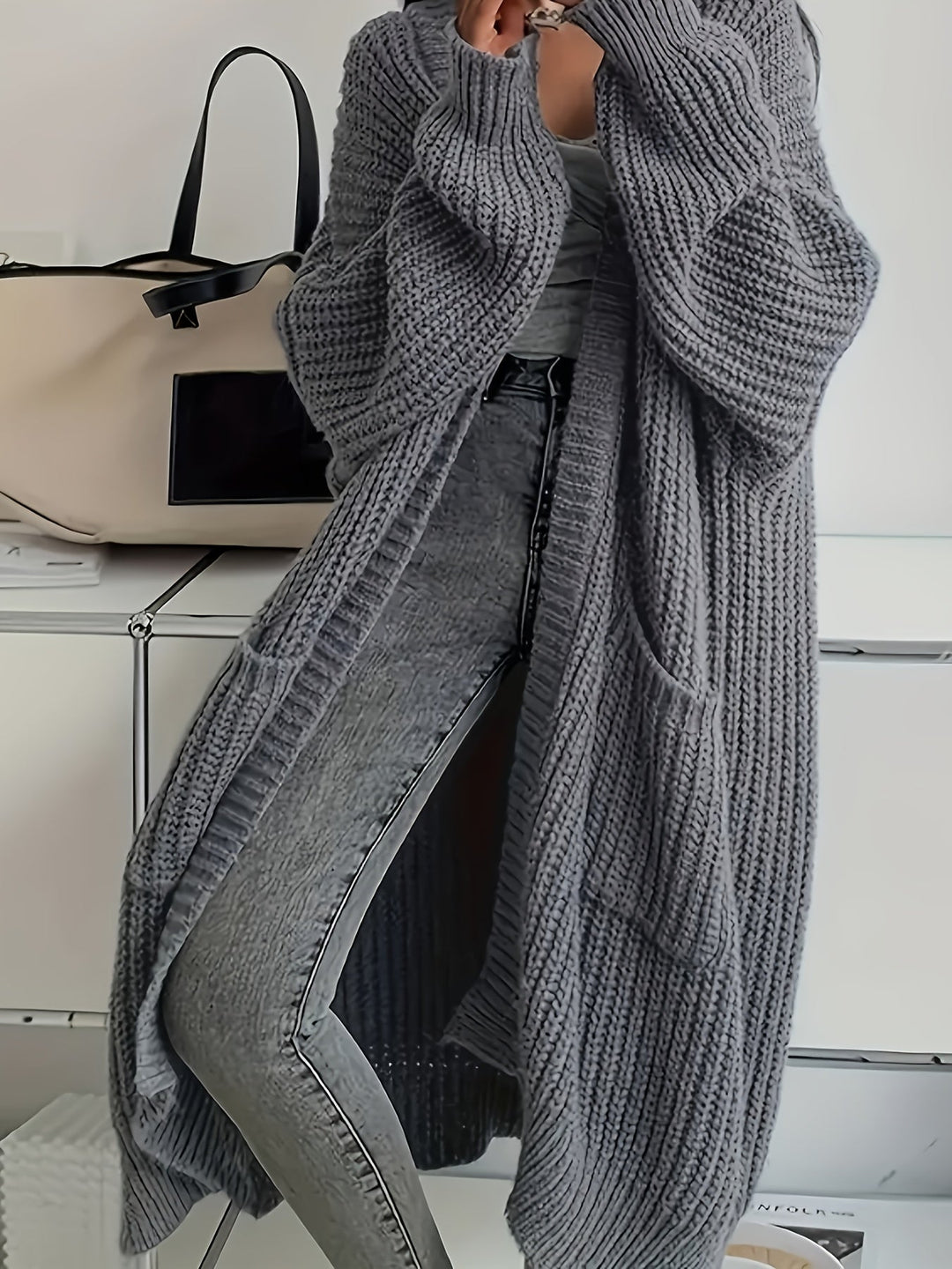 Belva | Women Ribbed Open Front Long Cardigan
