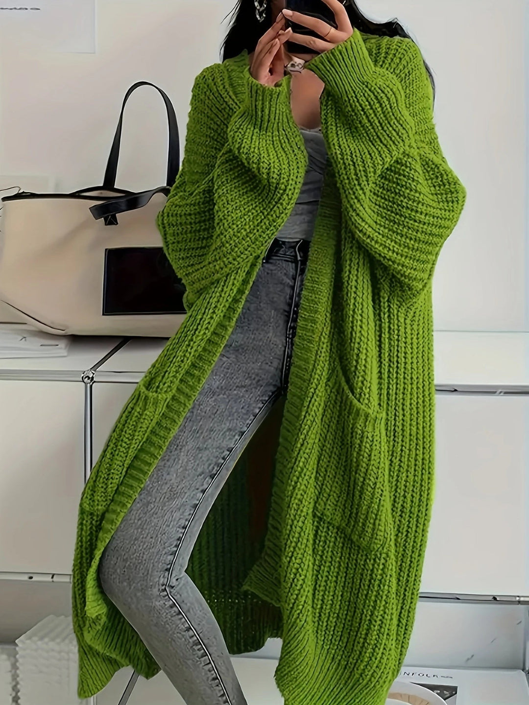 Belva | Women Ribbed Open Front Long Cardigan