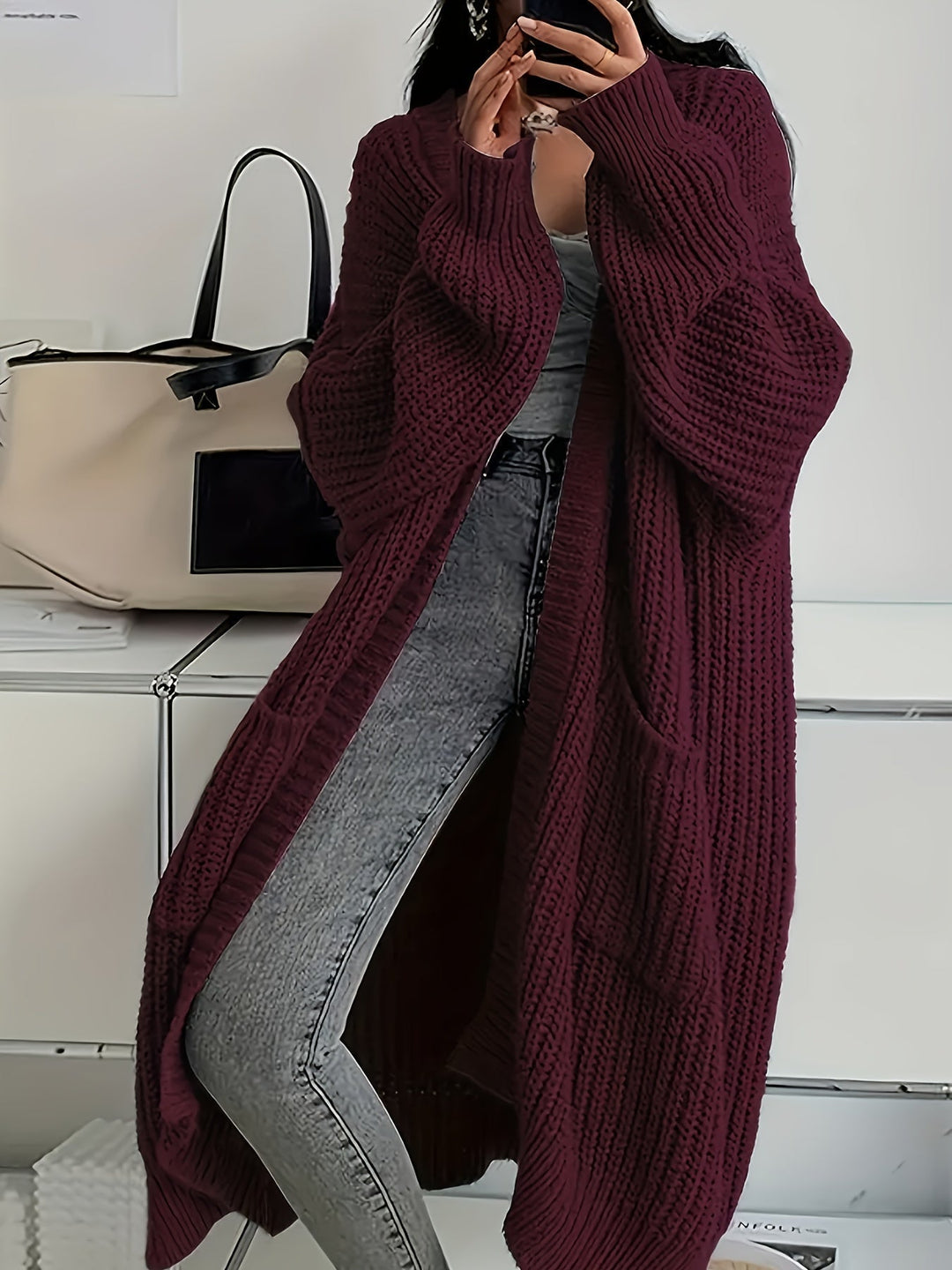 Belva | Women Ribbed Open Front Long Cardigan