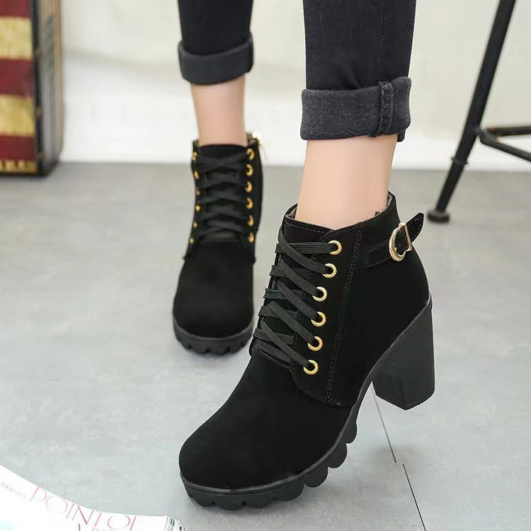 Orva | Women Block Heel Lace Up Boots