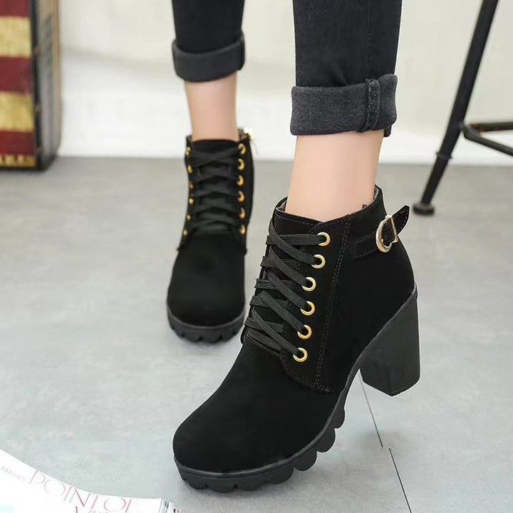 Orva | Women Block Heel Lace Up Boots