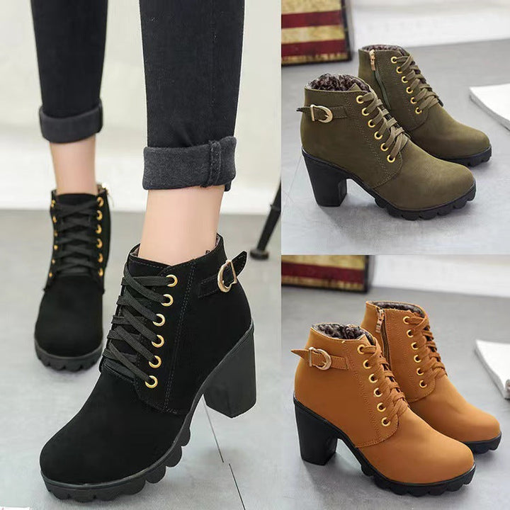 Orva | Women Block Heel Lace Up Boots