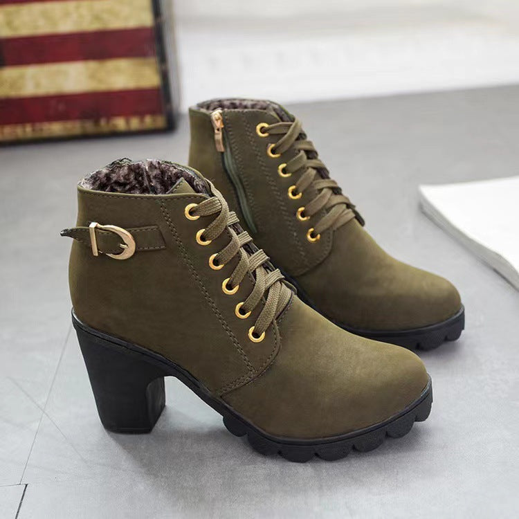 Orva | Women Block Heel Lace Up Boots